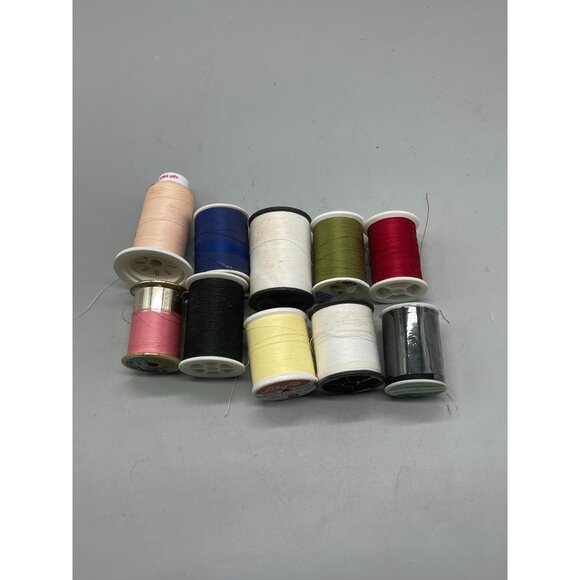 10 spools of polyester thread  varying colors red blue and sizes READ see photos - Picture 3 of 6